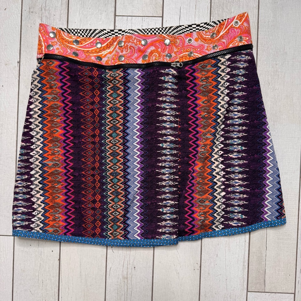 Zand Amsterdam Button One Size Wrap Skirt Women's Floral Paisley Checkered